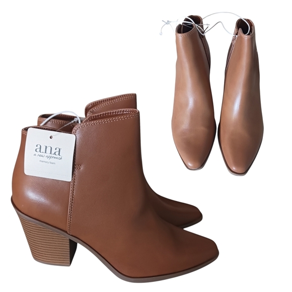 Womens Booties Cognac Memory Foam 3 in heel NWT Size 9.5M - Picture 1 of 7